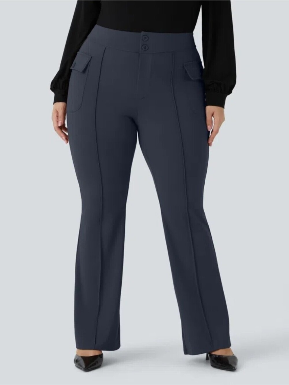 NWT HALARA High Waisted Side Flap Pocket Flare Casual Cargo Pants Size 2X